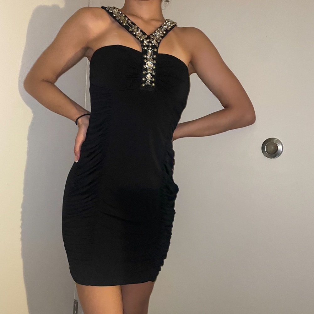 Black dress with silver embellishments & gems